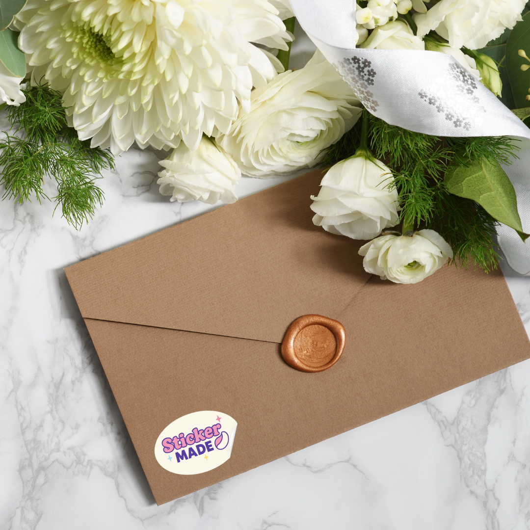 Oval Custom Labels Wedding Invitation